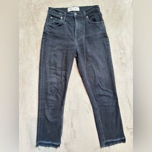 Reformation High & Slim Argentine Wash Raw Hem Jeans size 24 Greywash